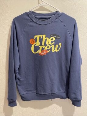 Penshoppe Goods The Crew Retro Graphic Sweatshirt Slate Blue Raglan Small 💙